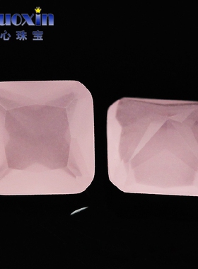 正方倒角裸石粉玉色玻璃