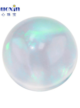 水晶澳宝无孔圆珠透明绿色裸石散珠 合成欧珀球形光珠晶莹极光色