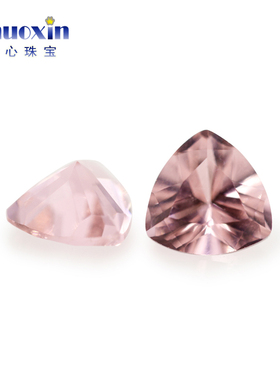 肥三角形人造粉色摩根石裸石 胖三角耐高温纳米西陶仿补钻主石45#