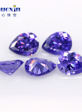梨形锆石彩色组合 刻面尖底镶嵌用水滴形立方氧化锆裸石人造宝石