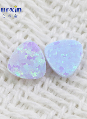 肥三角素面蓝色系仿欧泊石 合成宝石OPAL平底裸石人造澳宝#F-N1