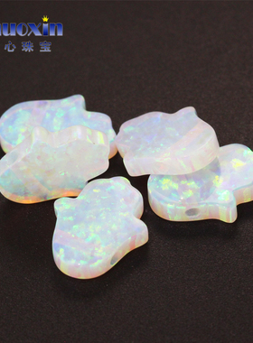 仿白欧泊绿变彩手掌形欧泊人造蛋白石OPAL 澳宝吊坠横穿孔OP16