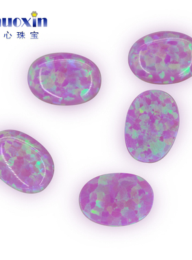 蛋形平底素面人造澳宝椭圆形宝石 欧泊紫色系粉紫OPAL主石OP10