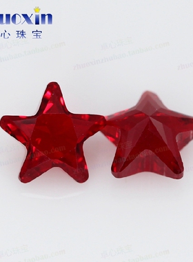 玻璃红宝石耳环项链戒面