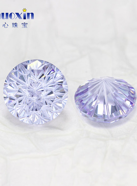 烟花切变蓝色高碳钻圆形尖底裸石 人造锆石裸钻天火切美甲耳钉钻