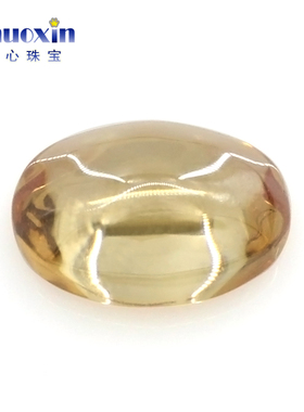 香槟锆椭圆形平底素面裸石 合成立方氧化锆蛋形蛋面饰品戒面