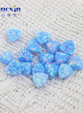 肥三角素面仿欧泊石粉蓝色 粉红变彩OPAL宝石平底裸石澳宝 OP26