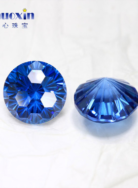烟花切圆形宝蓝锆裸石 高碳钻裸钻宝石深蓝色美甲耳钉钻天火切