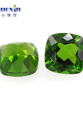 肥正方俄罗斯透绿石天然透辉石裸石 枕型垫型尖底绿色宝石主石