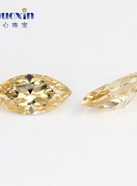 马眼形莫桑彩色组合 树叶形合成碳硅石合成莫桑裸石D色粉红海蓝