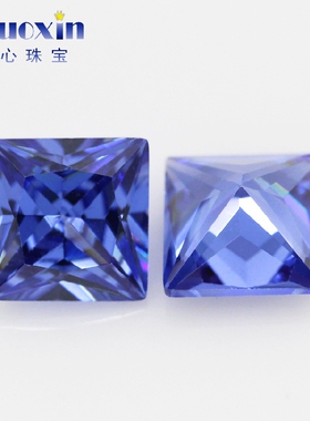 正方形水晶蓝宝石镶嵌首饰品戒面