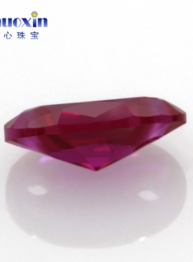 双孔蛋形5#红刚玉戒面裸石 椭圆形带孔人造红宝石diy耳钉坠散珠