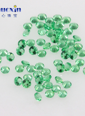 圆形113#浅绿纳米合成彩色宝石裸石 人造宝石戒面镶嵌首饰配件diy