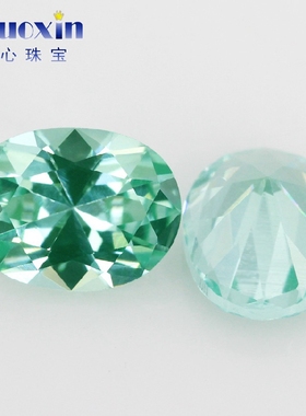 蛋形薄荷绿色浅绿色合成尖晶主石 137#绿尖晶戒面裸石椭圆形蜡镶