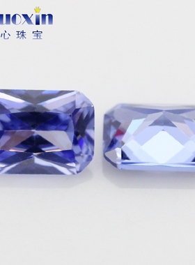 长方形倒角车花浅坦桑兰锆石裸石 小八角坦桑石合成蓝宝石裸钻