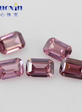 长方倒角车平锆石多色组合 合成锆石祖母绿切割尖底镶嵌主石裸石