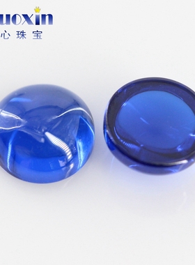 圆形平底素面蓝尖晶裸石宝石戒面