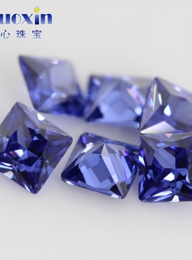 正方形直角坦桑锆石蓝宝石 人造坦桑石裸石戒面公主方镶嵌