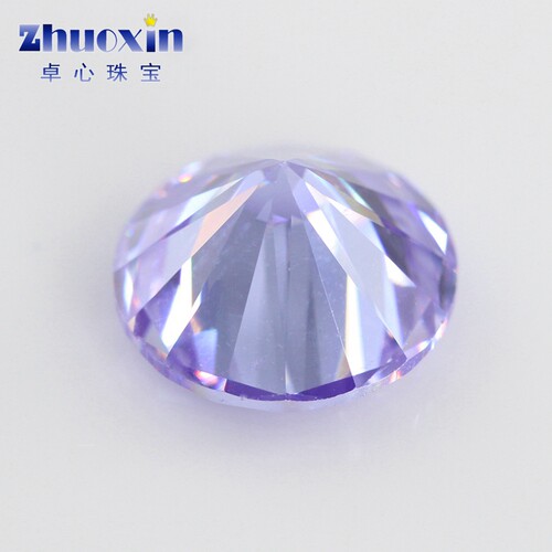 变蓝色立方氧化锆石圆形裸石钻 尖底人造彩色CZ宝石仿钻3~20mm - 图0