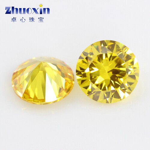 圆形金黄色立方氧化锆石裸石 大尺寸尖底CZ微镶散钻DIY3~20mm - 图0
