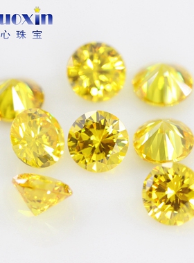 小圆形金黄色彩色锆石CZ裸石 超闪尖底奇美甲手表散钻 0.8~2.9mm