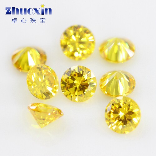 圆形金黄色立方氧化锆石裸石 大尺寸尖底CZ微镶散钻DIY3~20mm - 图1