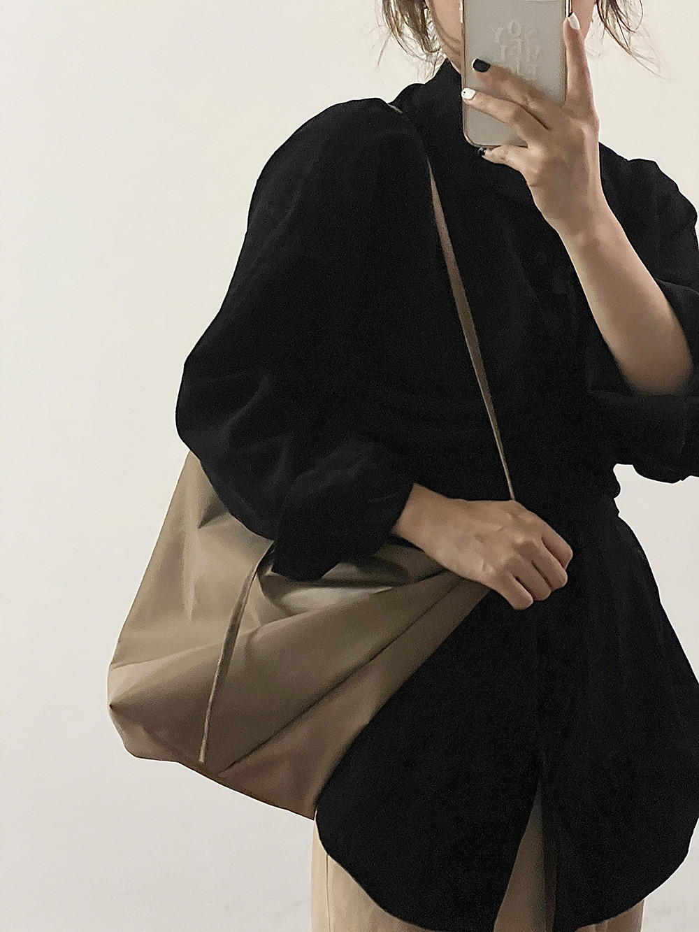 KONISHI自制松弛感极简环保尼龙购物袋单肩包水桶大包大容量便携,淘宝优惠券,粉丝福利购,淘宝优惠卷