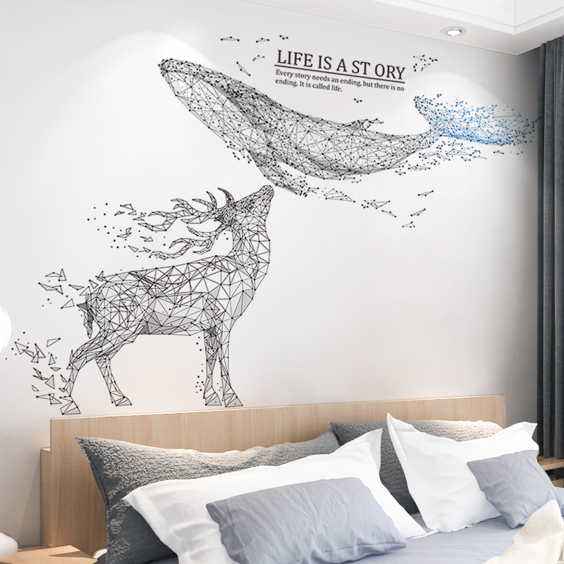 ins北欧墙贴装饰房间布置创意个性卧室客厅背景墙面贴纸自粘墙画 - 图1