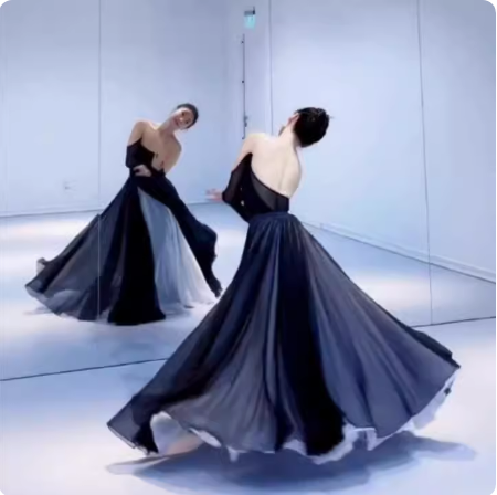 人世间古典舞蹈裙两面穿双层开叉720度大摆裙现代舞广场舞半身裙,淘宝优惠券,粉丝福利购,淘宝优惠卷