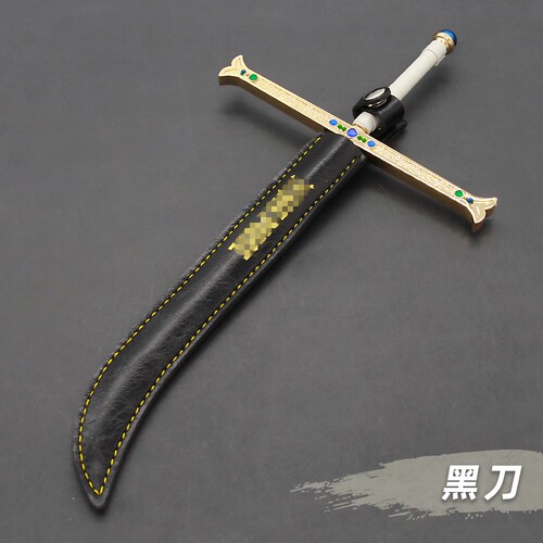 海贼王动漫周边小兵器七武海鹰眼黑刀夜金属模型合金摆件玩具25cm - 图2