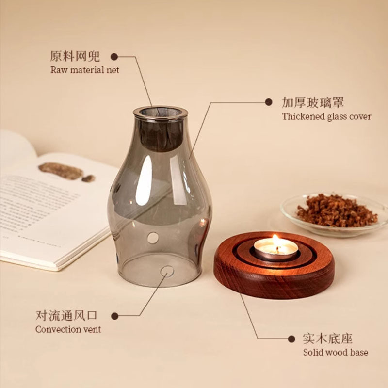 日式玻璃烛台香薰灯奇楠沉香蜡烛香薰灯复古家用卧室隔火熏香炉,淘宝优惠券,粉丝福利购,淘宝优惠卷