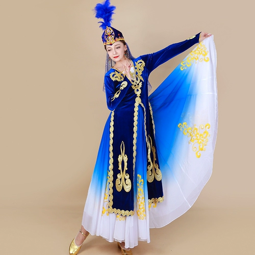 Синьцзян танцевальный исполнение одежда Женская служба исполнительской службы Victoria Dance Arts Exammination выращивает толстый жилет национального стиля Chapan