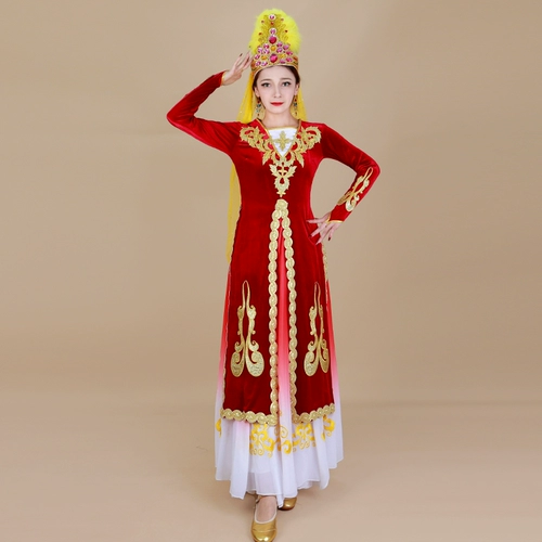 Синьцзян танцевальный исполнение одежда Женская служба исполнительской службы Victoria Dance Arts Exammination выращивает толстый жилет национального стиля Chapan