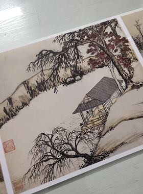 沈周东庄图册21幅复古字画风景人物册页国画高清微喷复制装饰