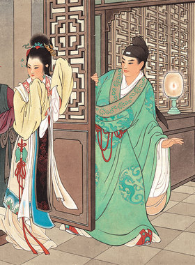 王淑晖西厢记册页工笔人物画