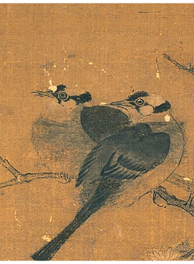 宋徽宗赵佶腊梅山禽图复古字书竖幅挂轴高清微喷复制品装饰画