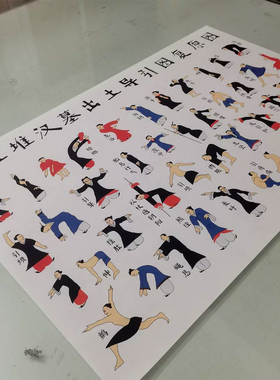 汉墓马王堆导引图复古书画高清微喷复制打印装裱横幅装饰学习画