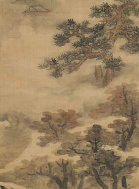 蓝瑛楚山秋霁图复古书画竖幅挂轴山水风景国画微喷仿古复制品