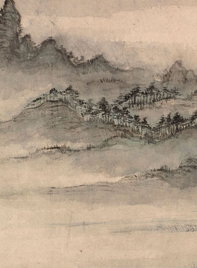 清 梅清 杏花春雨楼图复仿古书画高清微喷宣纸长卷装裱复制装饰画