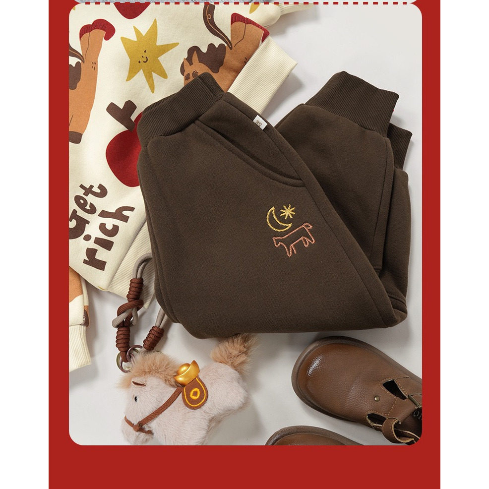 儿童套装加绒男童马年卫衣中童卫裤宝宝女加厚幼ins款26秋冬新年,淘宝优惠券,粉丝福利购,淘宝优惠卷