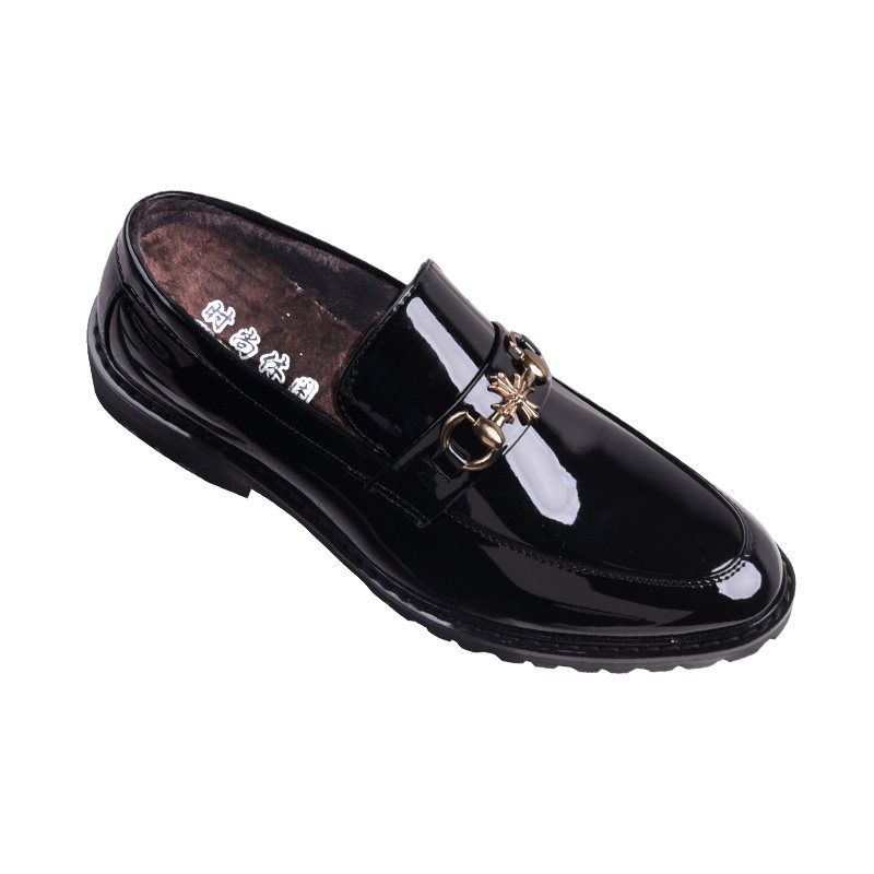 冬季男鞋子英伦尖头商务休闲漆皮皮鞋亮面懒人一脚蹬套脚保暖棉鞋,淘宝优惠券,粉丝福利购,淘宝优惠卷