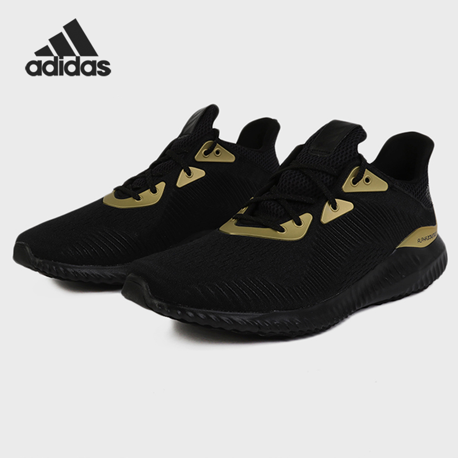 Adidas/阿迪达斯bounce黑色金色男女休闲时尚减震跑步鞋FZ2196 - 图0