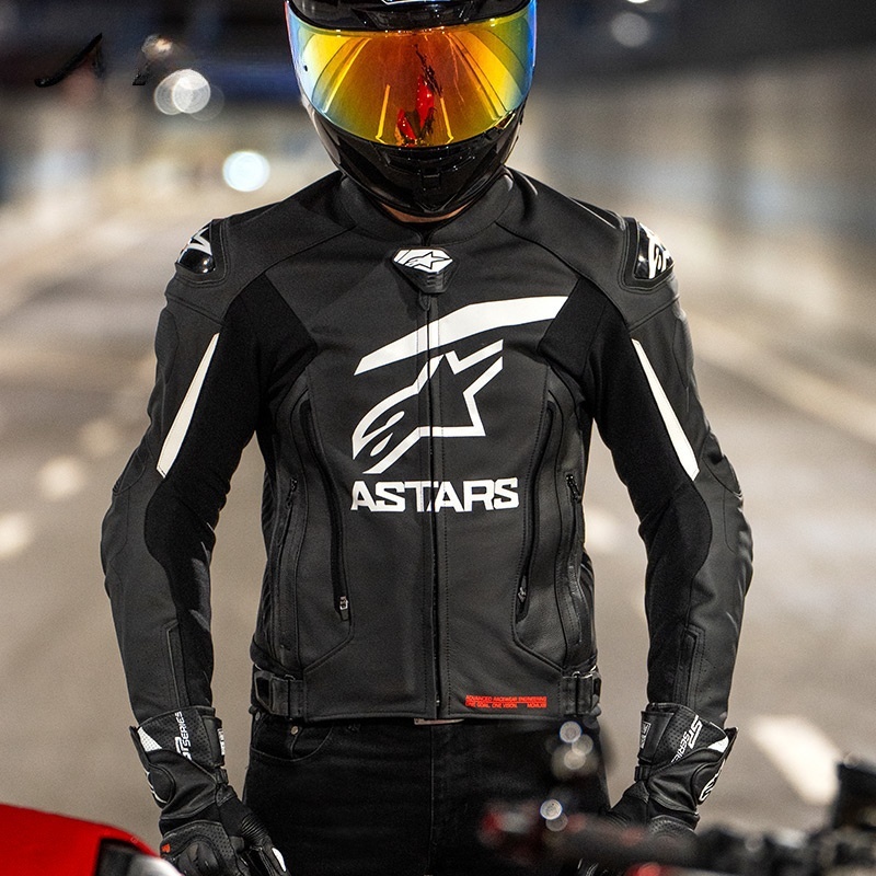 国产骑行皮夹克GP PLUS V4皮革机车服防摔摩托车服摩托车皮衣 - 图0