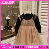 Girl Dress Girl Dress Spring Autumn Season 2023 New Ocean Gas Girl Net Yarn Skirt Children Fashion Fake Two Princess Dress