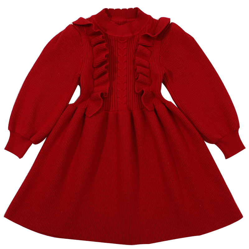 女童毛衣裙春秋2025新款洋气女宝宝打底针织连衣裙儿童红色公主裙,淘宝优惠券,粉丝福利购,淘宝优惠卷
