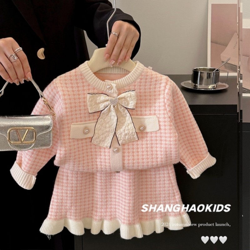 女童针织套装秋冬装2025新款洋气儿童时髦小香风毛衣开衫外套短裙,淘宝优惠券,粉丝福利购,淘宝优惠卷