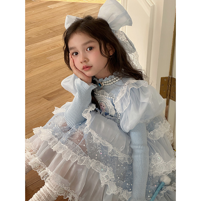 高端女童爱莎公主裙秋冬季冰雪奇缘艾莎毛衣裙儿童爱沙礼服连衣裙,淘宝优惠券,粉丝福利购,淘宝优惠卷