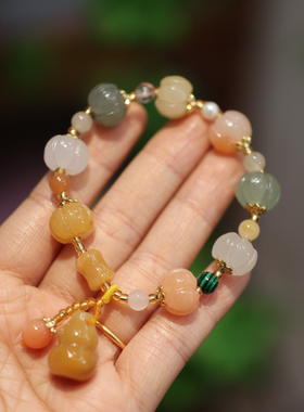 新中式手串金丝南瓜串珠手链女款复古轻奢高级手饰葫芦好运礼物