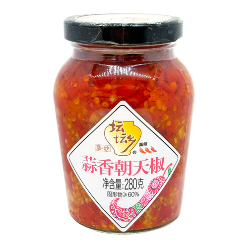 坛坛乡蒜香朝天椒280g瓶装家用豉香朝天辣椒酱拌面拌饭酱下饭即食 - 图3