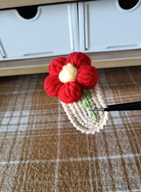 成品可爱立体发夹绿芽小苗红花